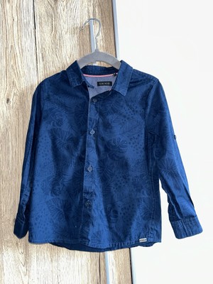   Ikks Hemd 86 | Dunkelblau mit Blätter-Print   Top Zustand!   