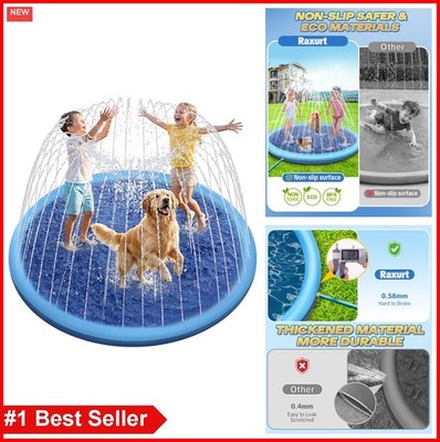 Splash Pad 67 Inch Non-Slip Thicken 0.58mm PVC Water Sprinkler for Kids Dogs