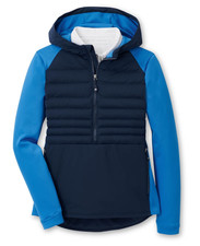 Peter Millar S Merge Hybrid Womens Jacket Navy Abaco Blue Hooded 1/2 Zip 250