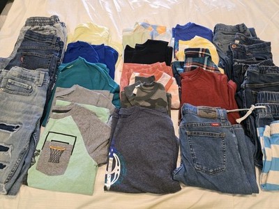 25 Pc Lot Boys Sz 12, 10/12 Spring Fall Summer Clothes Euc