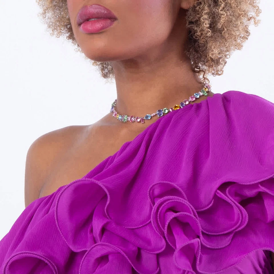 Collar Gema Swarovski Chapado en Rodio Cortes Mixtos Foto 2 de 4