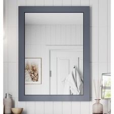 Framed Wooden Bathroom Mirror Wood Frame Wall Mounted Vanity Mirrors Grey White