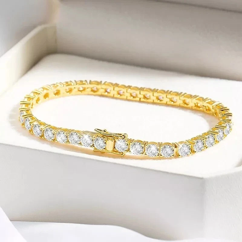 16.6ct Lab Grown Diamond Tennis Bracelet Round 14k Yellow Gold Over 7.5" E VVS - Image 3 of 3