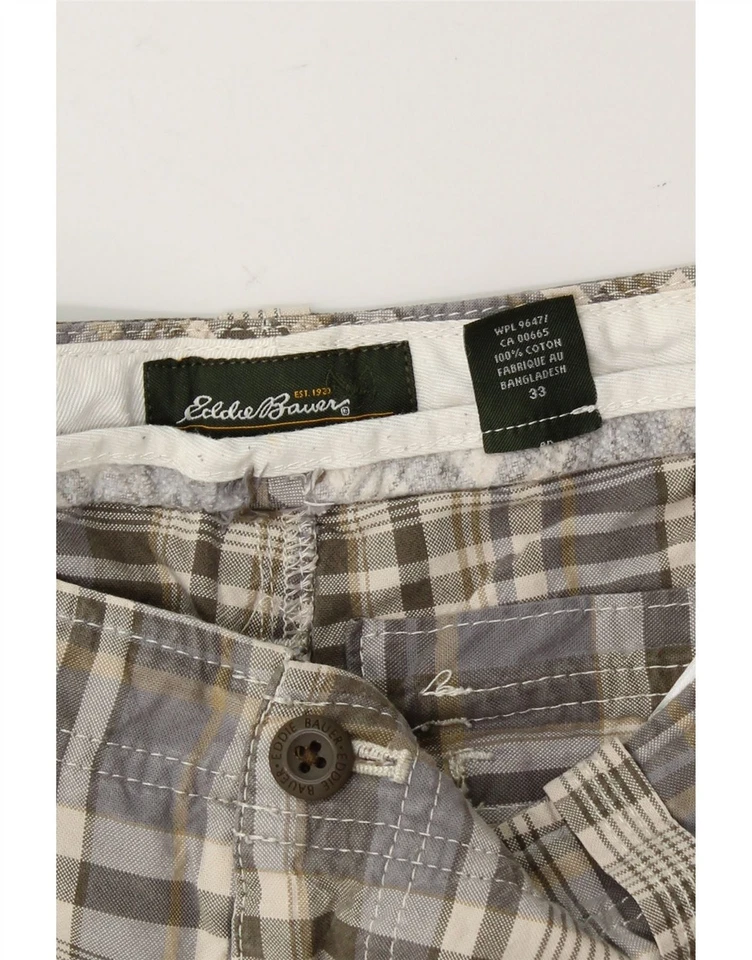 Pantalones cortos cargo EDDIE BAUER para hombre W33 gris medio a cuadros algodón S202 Foto 4 de 4