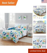 Vibrant Full Dinosaur-Themed Bed in a Bag for Boys and Girls - Machine Washable