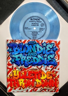 BLONDIE & FREDDIE YULE THROW DOWN - UK 7'' FLEXI BLUE 45 -FREE CUSTOM PIC WALLET