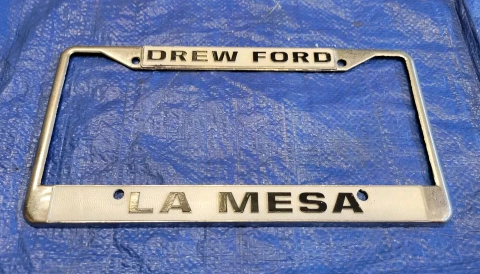 Vintage Drew Ford La Mesa Metal License Plate Frame OEM EXCELLENT San Diego Rare - Изображение 2 из 4
