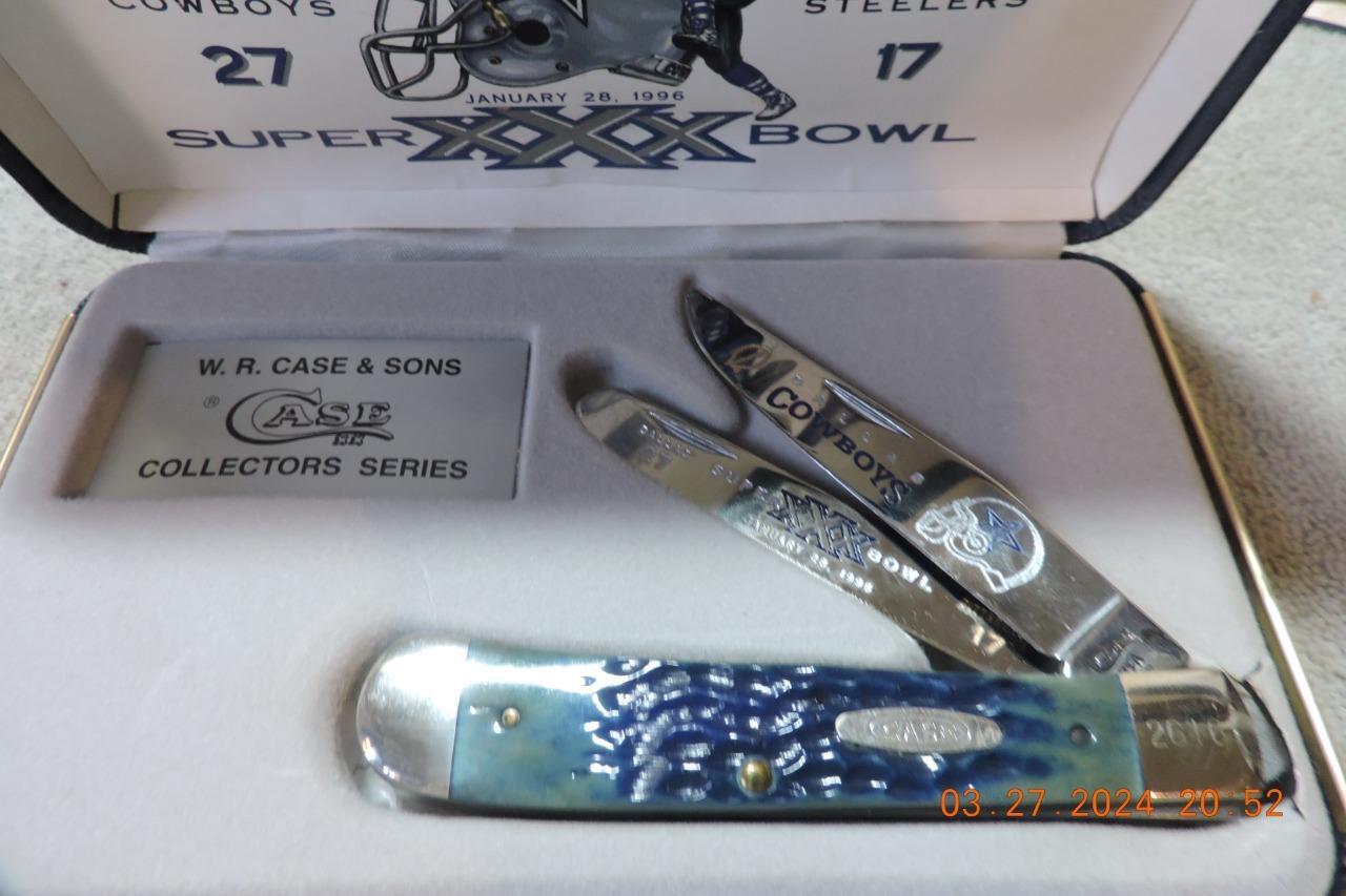 Case XX B6254 Blue Bone Trapper Knife Dallas Cowboys 1996 XXX Super