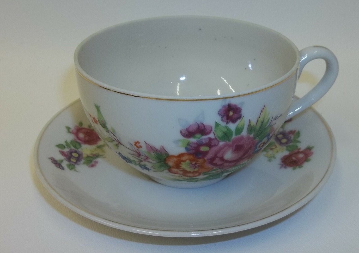 Vintage Occupied Japan Teacup Saucer Set - Summer Garden Bouquet