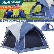 Waterproof 4 Person Camping Tent w/Removable Rainfly Easy Set Up for Backpacking