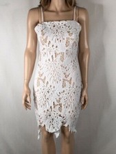 Women's NWT Aqua Lace Overlay Spaghetti Straps Bodycon Dress White