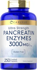 Pancreatin Digestive Enzymes 3000Mg, 250 Caplets, Non-Gmo High Potency No Gluten