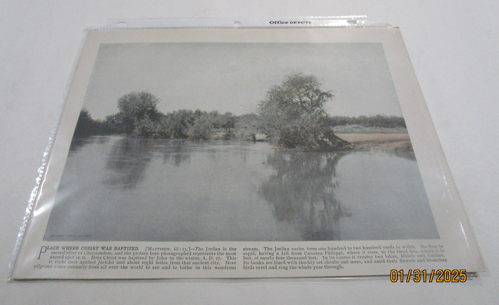 Where Christ Was Baptized Religious Color Print 11 1/4 X 9 Mid 1870S