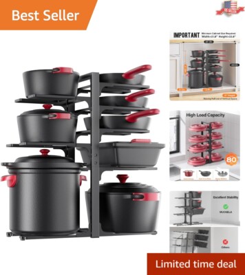 Space-Saving Under Cabinet Pot Organizer - 21-Inch Adjustable Storage Solution