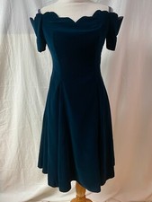VTG 1980s Cachet By Bari Protas Blue Velvet Cocktail Party Dress Size 7/8 M