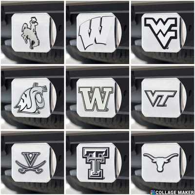 NCAA Hitch Covers - Heavy Duty Chrome - 3.4'' x 4'' - PICK YOUR TEAM