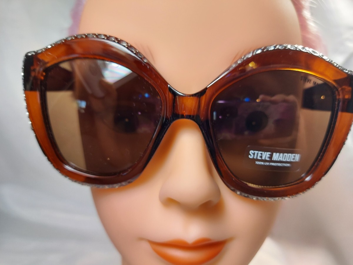 NWT Steve Madden Tortoise Gemstone Trim Cat Eye Sunglasses  display picture 1