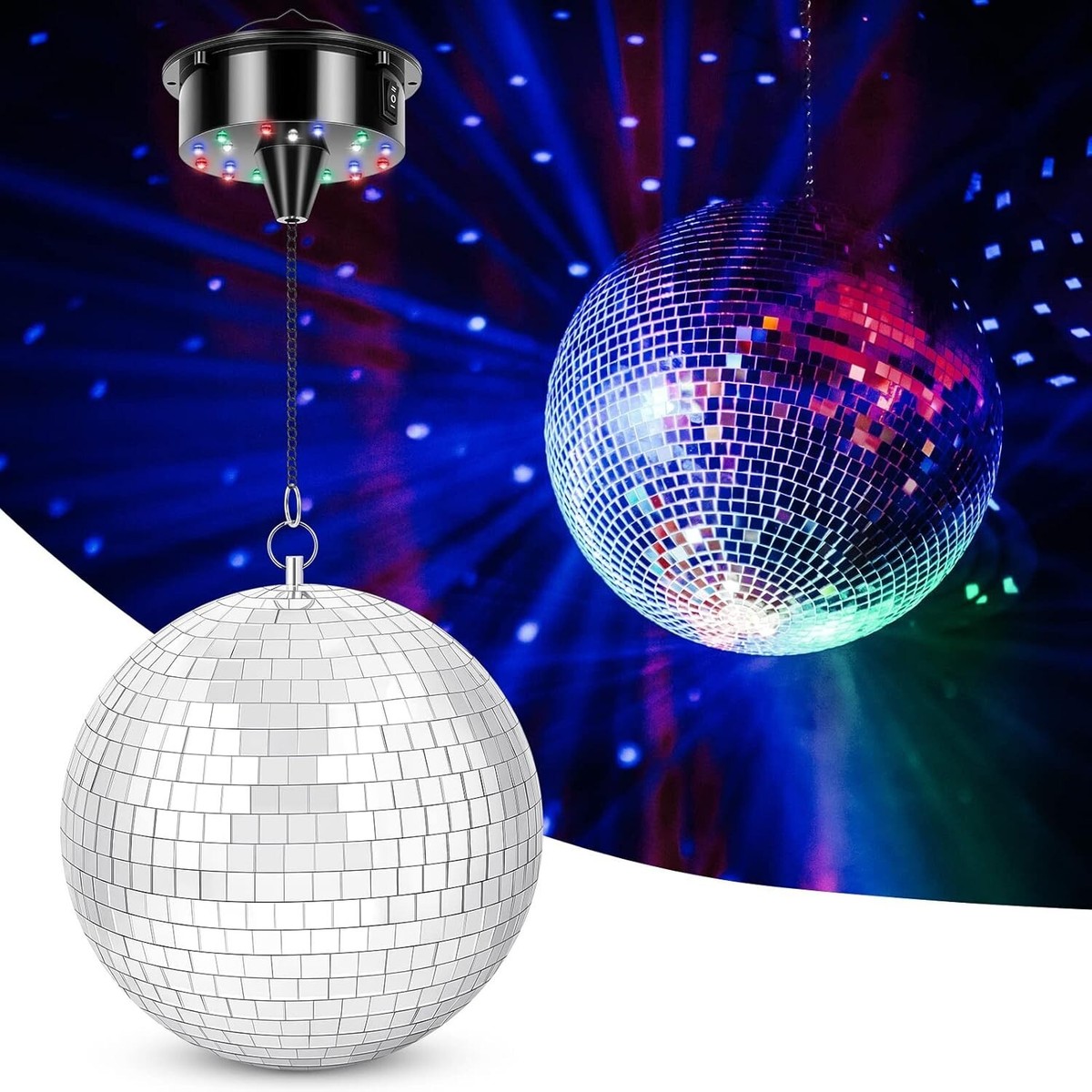 Fun Disco Mirror Ball with 18 LEDs & 6RPM Motor - Perfect for