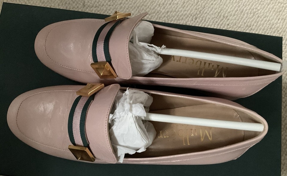 Mulberry Keeley Ribbon Pyramid Powder Pink Goatskin Leather Loafer Size