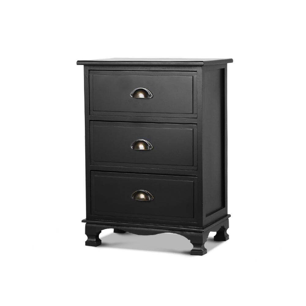 NNEDSZ Vintage Bedside Table Chest Storage Cabinet Nightstand Black
