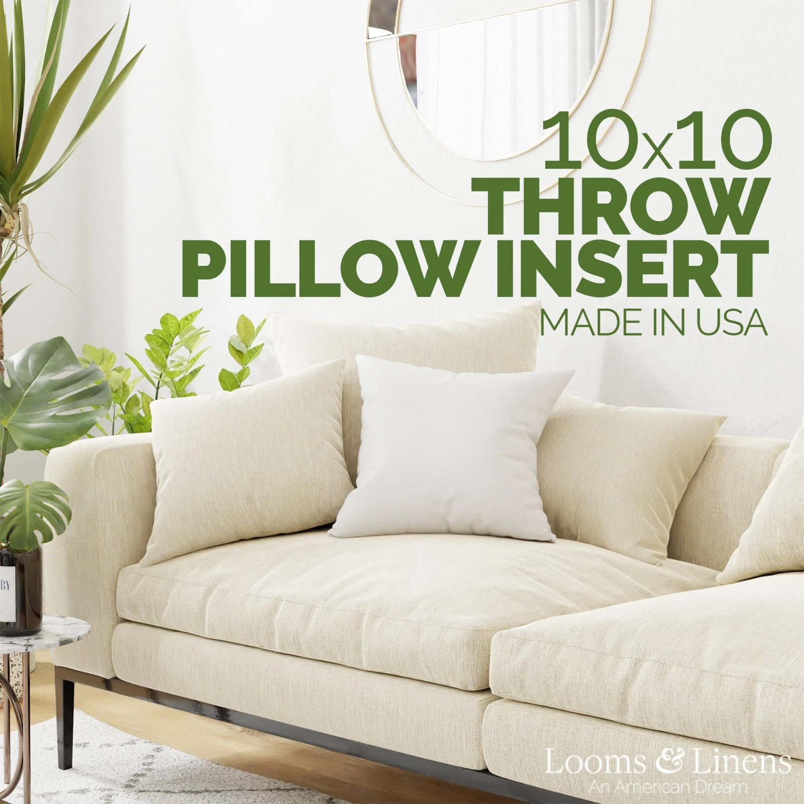 10x10" Throw Pillow Inserts Sham Stuffing Made in USA Hypoallergenic Form Insert