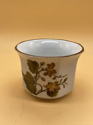 Attraktiver kleiner Vintage Porzellan Übertopf Topf mit braunem Blumenmuster 