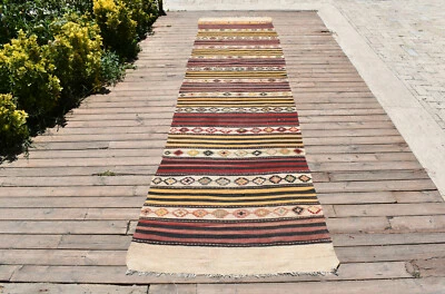 Turc Kilim 2x12 Taille Multicolore Vintage Runner Cuisine Couloir Cicim Kilim - Photo 1/4