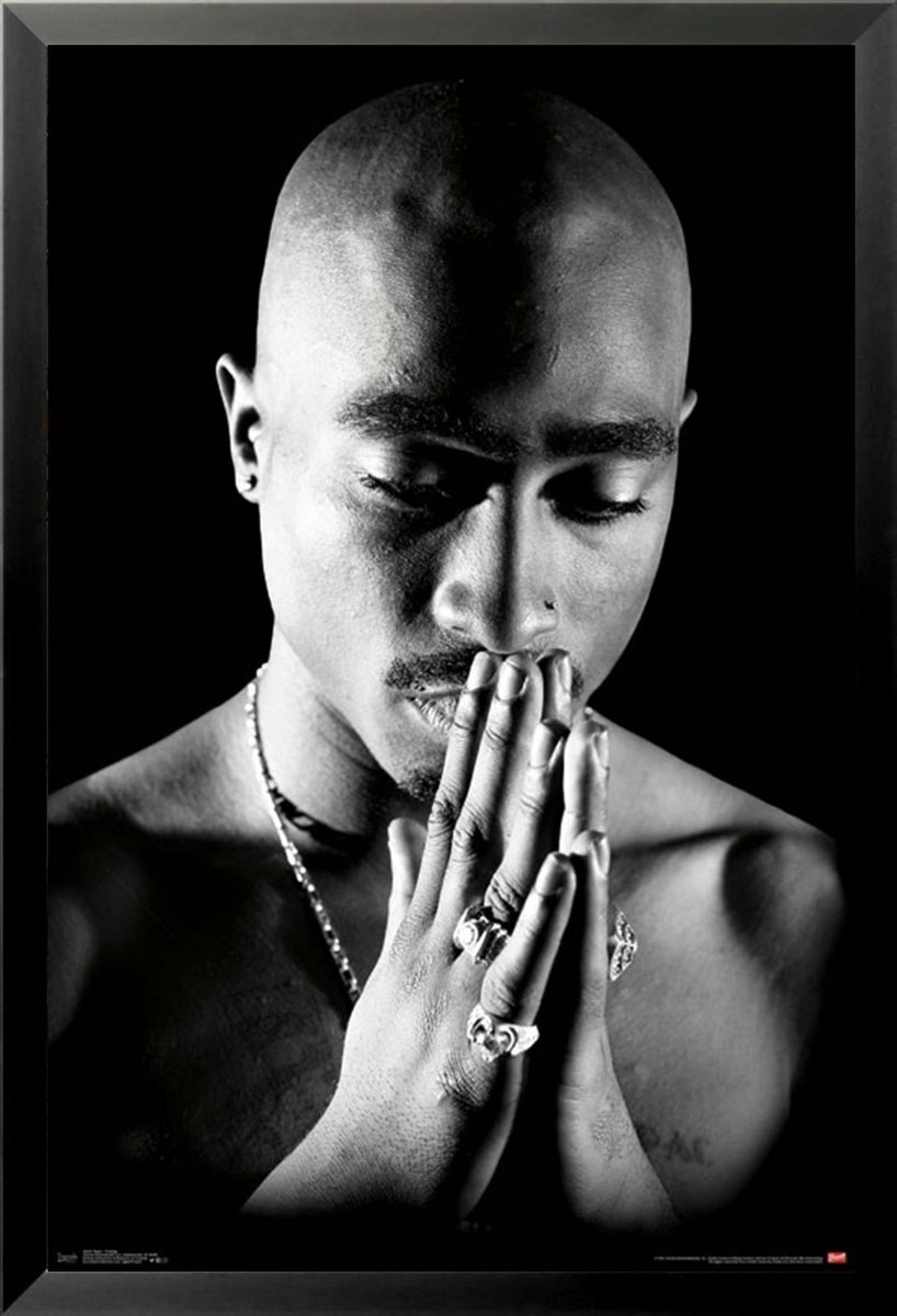 FRAMED Tupac Shakur Praying Black and White 34x22.25 Music