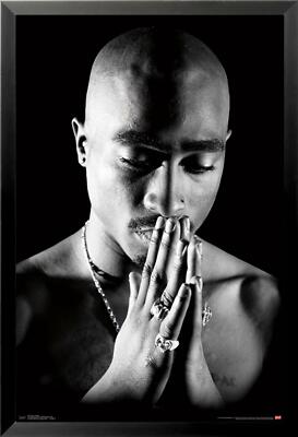 FRAMED Tupac Shakur Praying Black and White 34x22.25 Music