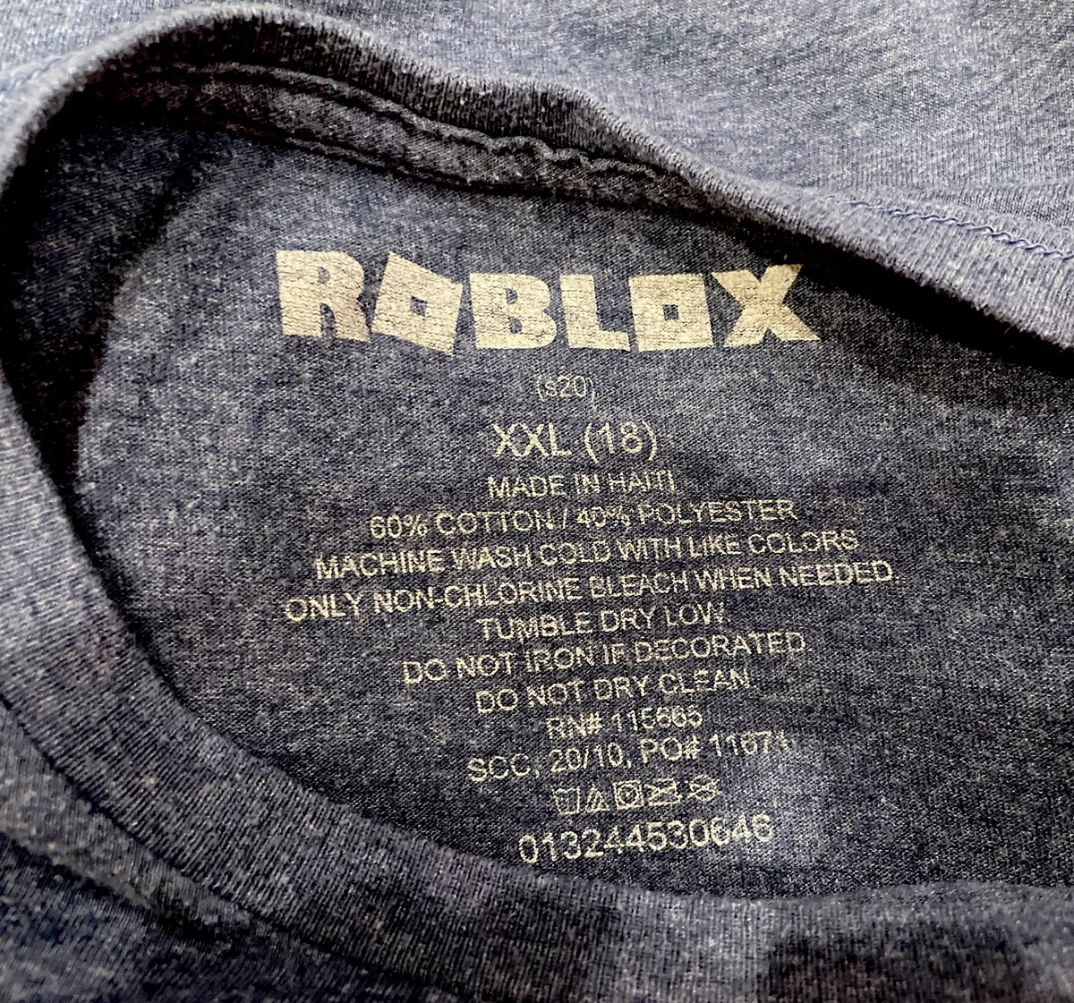 Boys Roblox Shirt Size XL 18 Tee Navy Blue Print Characters Short Sleeve