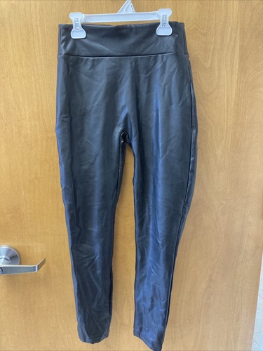 Black Stretch Faux Leather Leggings Sz 