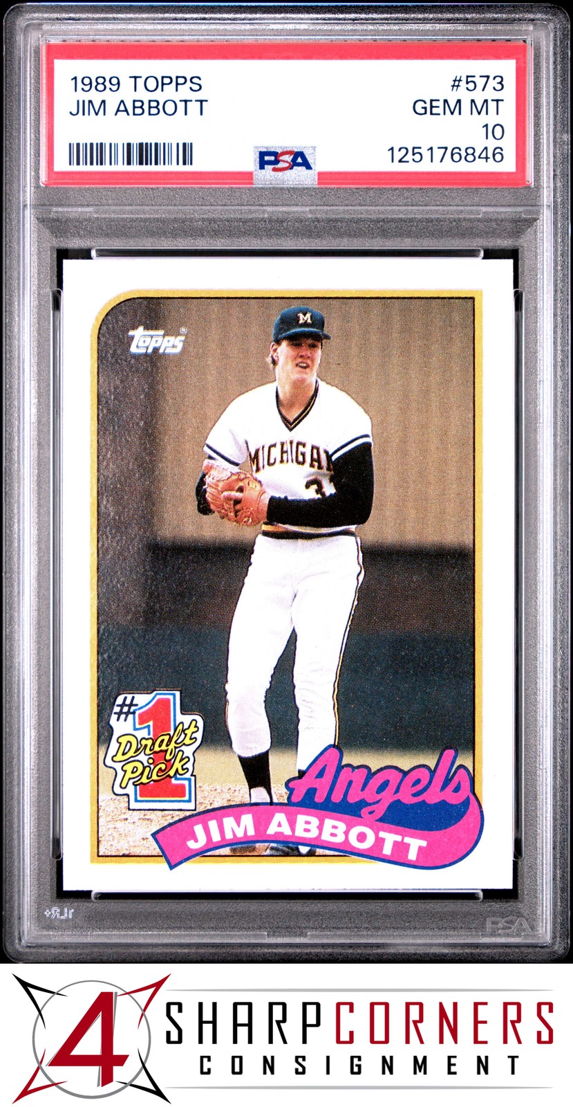 1989 TOPPS #573 JIM ABBOTT RC ANGELS PSA 10