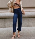 NWT Pilcro By Anthropologie Skipper High Rise Crop Dark Denim Wide Leg 33 P — photo 1