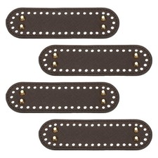 4Pcs 2"x7.1" Oval Leather Crochet Bag Bottom with Holes, Coffee