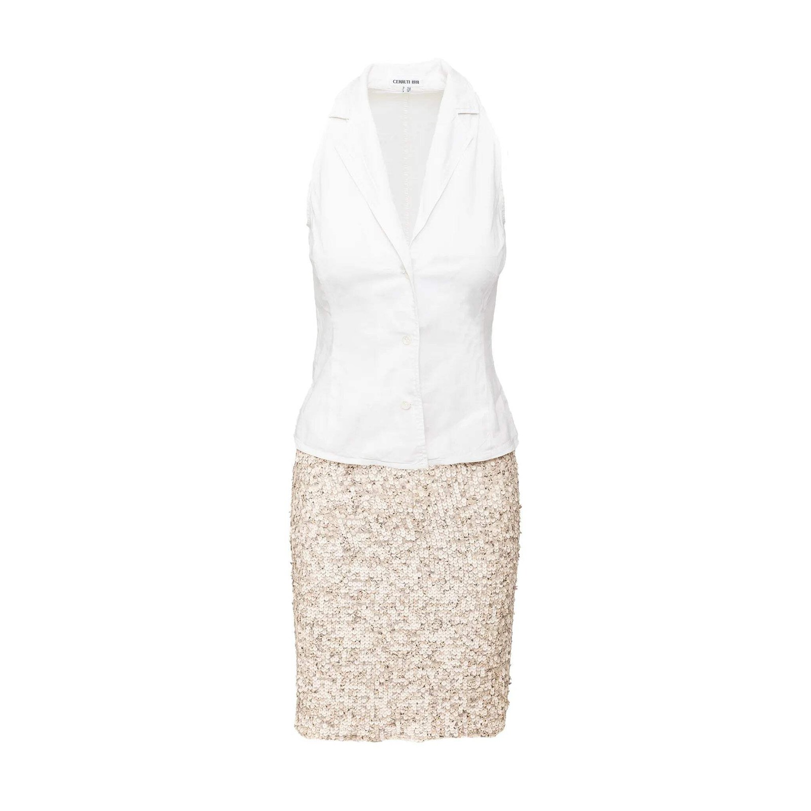 Cerruti 1881 Top da donna con paillettes gonna e reggicalze set 2 pezzi seta cotone S