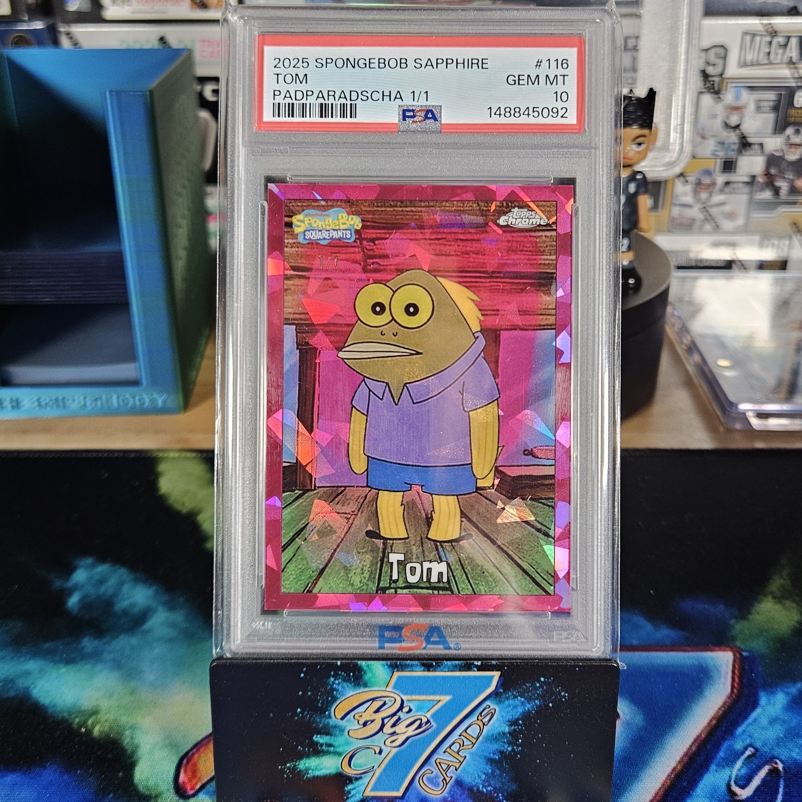 2025 Topps Chrome SpongeBob Padparadscha Refractor Tom 1/1 PSA 10 GEM GRAIL 💎 view 2