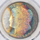 1880-S $1 Morgan Silver Dollar PCGS MS66 - Stunning Crescent Rainbow Toning