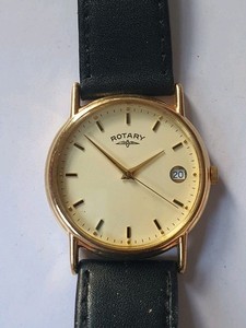 Authentic ROTARY 3M Electro Gold Plated Quartz Watch Wristwatch 4444