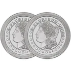 Lot of 2 - 1 Troy oz Morgan Stackable .999 Fine Silver Rounds