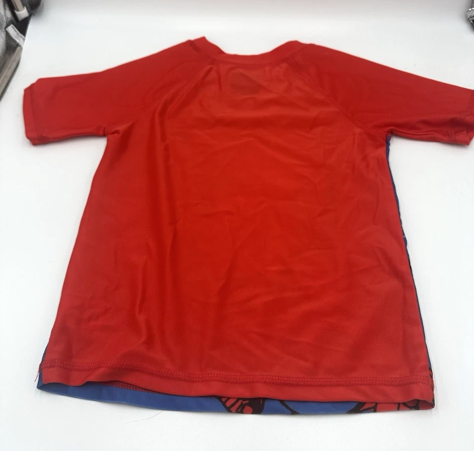 Camisa de natación Marvel Spider-Man Rash Guard niños talla 5/6 roja azul manga corta UPF Foto 4 de 4