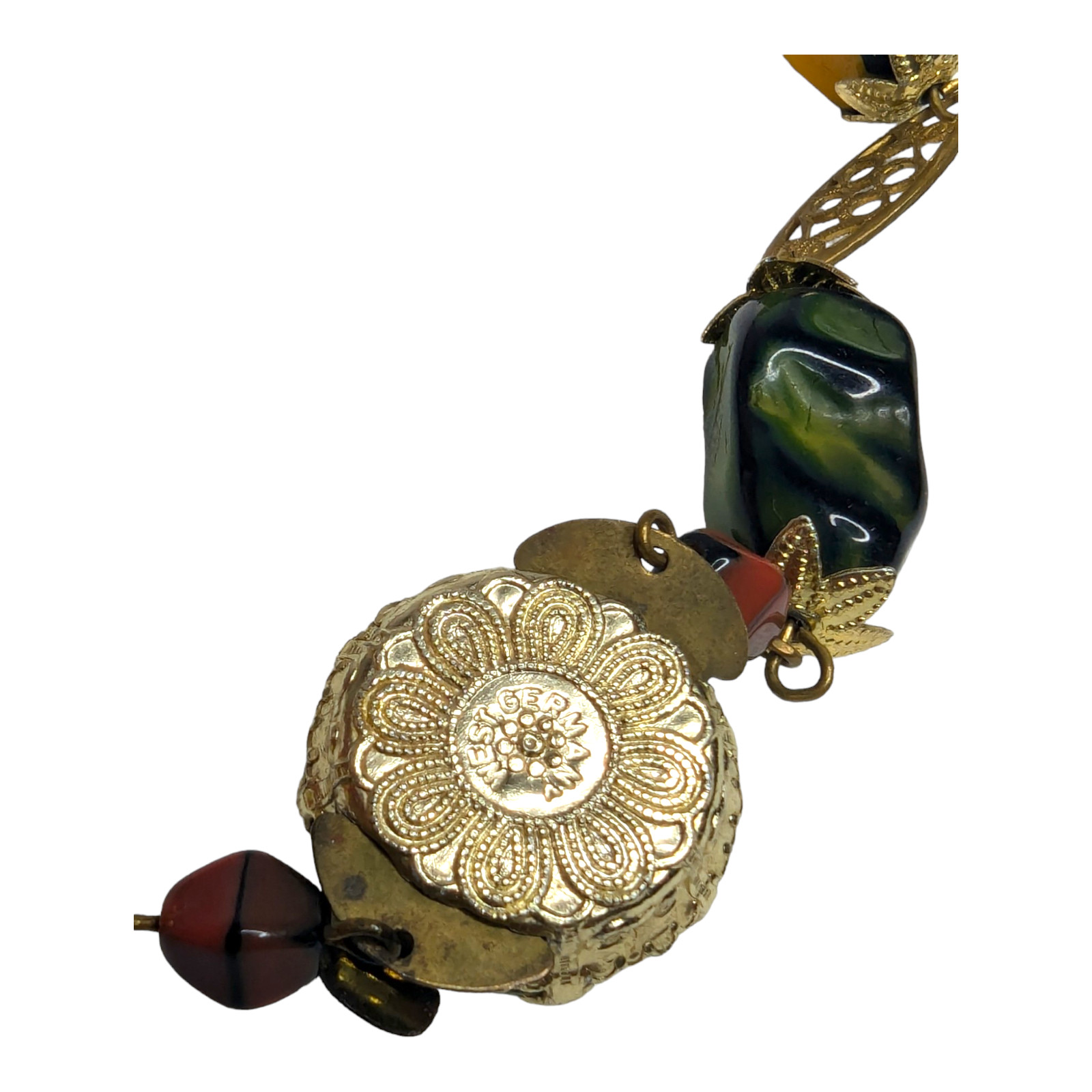 Western Germany Pressed Multi Colored Beaded Gold… - image 3