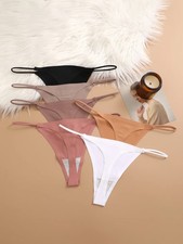 Seamless Thong Panties Low Rise Womens Solid Soft Comfortable Underwear 5 Pcs
