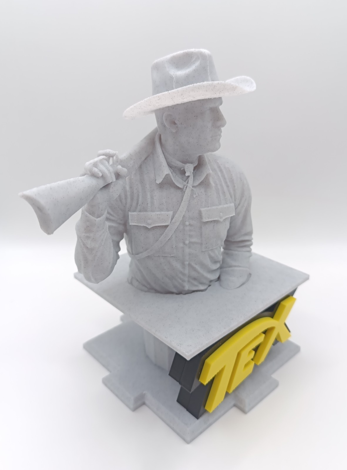 Tex Willer Busto Fumetti Statua Busto Figures Stampa 3D Marmo Bianco foto 4