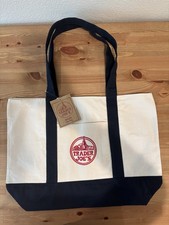 Trader Joe's Reusable Tote Bag Canvas Cotton Blue Strap - Heavy Duty Large New 