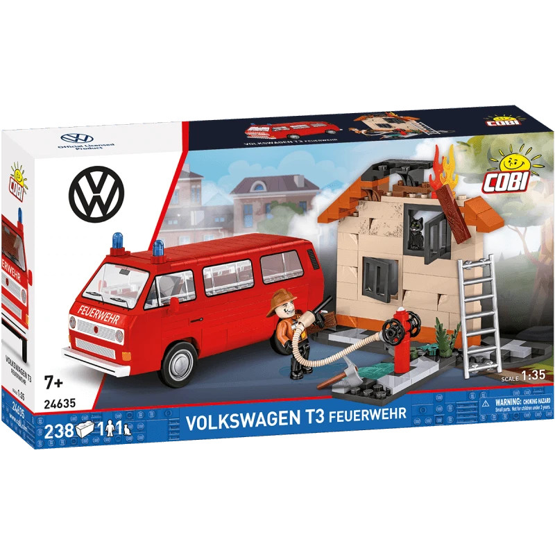 Volkswagen T3 Feuerwehr COBI-24635 maquette haut de gamme en briques rouges de 350 pièces