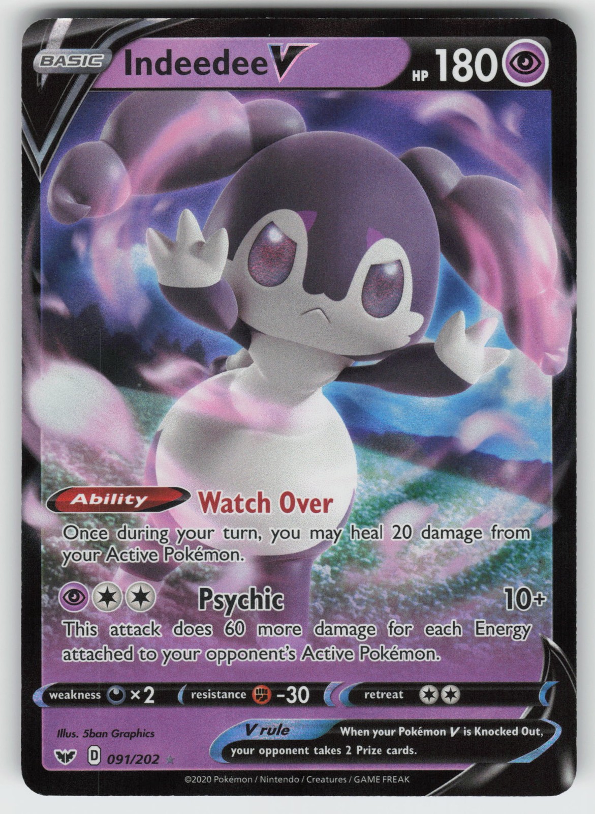 Indeedee V Ultra Rare SWSH01: Sword & Shield Base Set 091/202 Pokemon