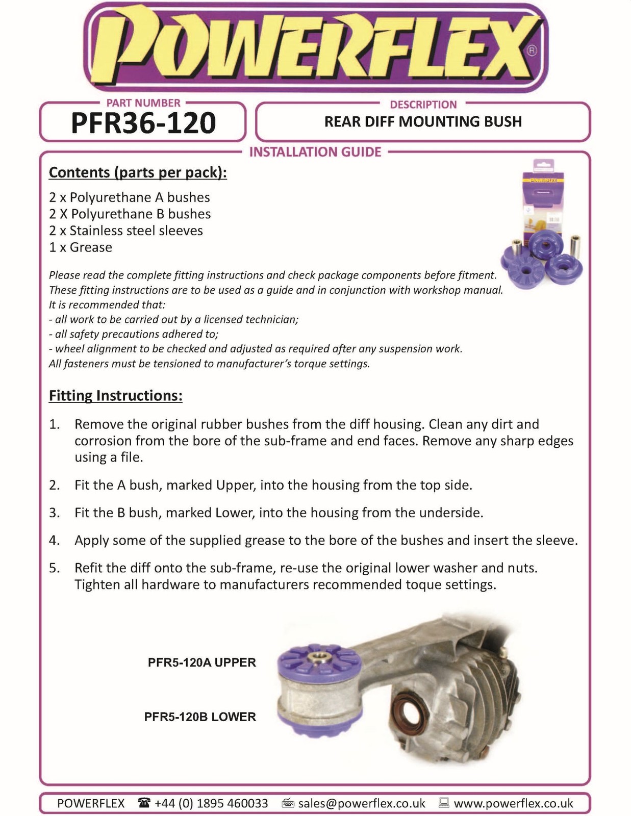 PFR36-120BLK Powerflex Black Rear Diff Mounting Bushes