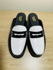 G.H. Bass Weejuns Wynn Easy Cuero Mula Slide Zapatos Negro Blanco Nuevo Sin Caja Talla 6.5