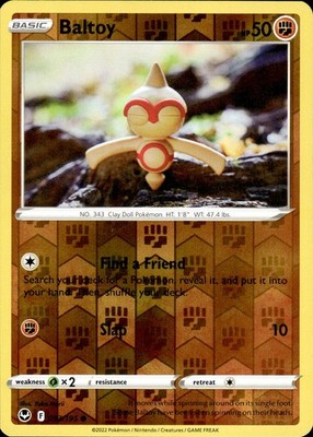 Baltoy 093/195 Reverse Holo Silver Tempest Yuka Morii Clay Art Pokemon TCG NM