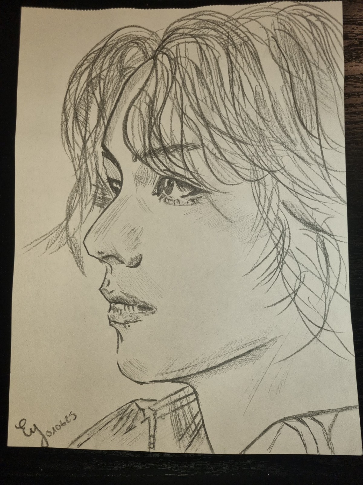 Dibujo a lápiz Kim Taehyung BTS DINA4, dibujo a lápiz retrato